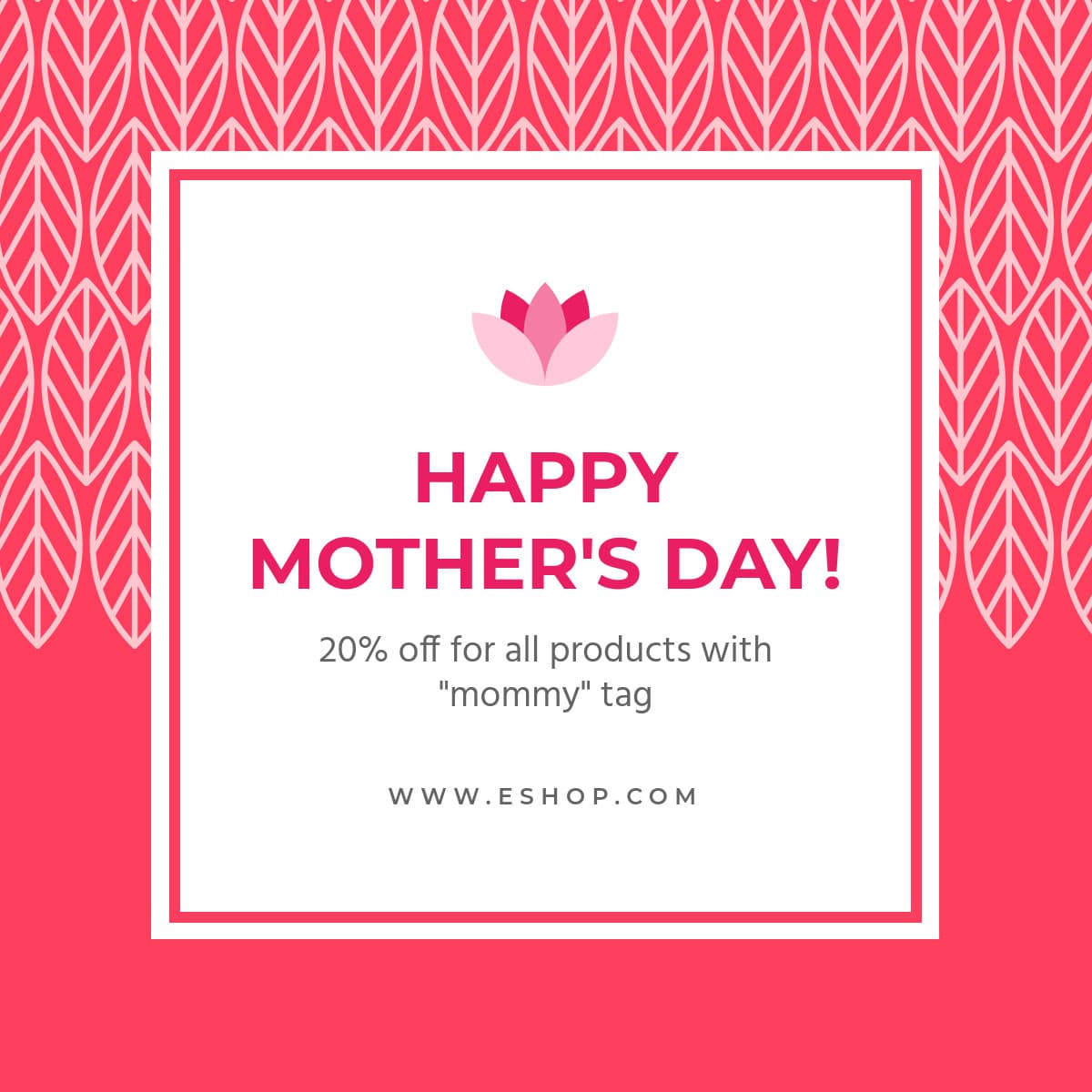 Red Mother's Day Sale Leaf Pattern-1200x1200px-FacebookSquarePost
