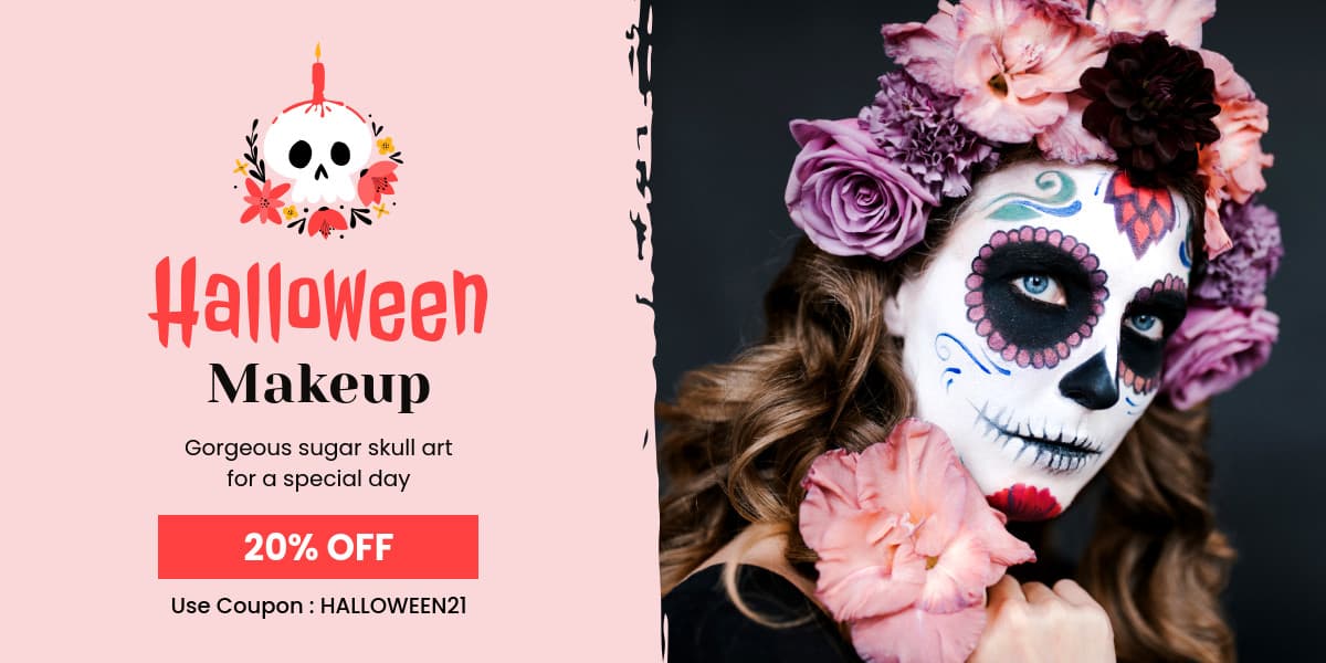 Sugar Skull Halloween Makeup Discount-1200x600px-TwitterImagePost