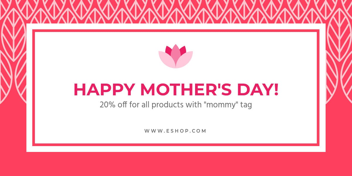 Red Mother's Day Sale Leaf Pattern-1200x600px-TwitterImagePost
