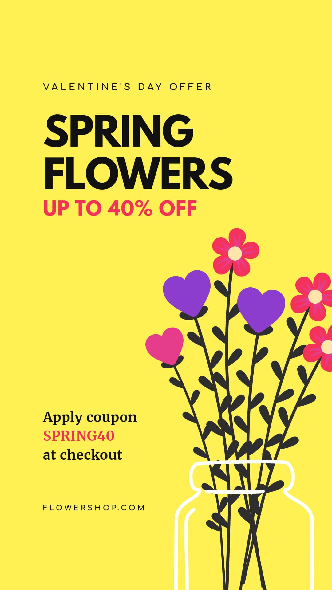 Valentine's Day Spring Flowers Illustration-1080x1920px-Story