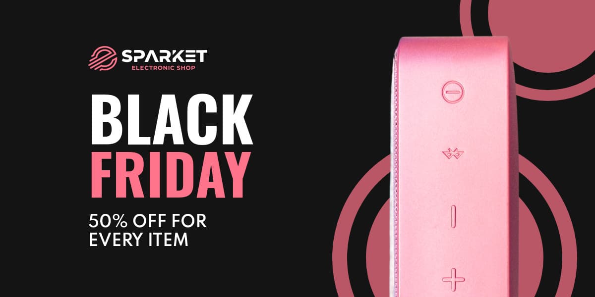 Black Friday Pink Portable Speaker Animated-1200x600px-TwitterImagePost