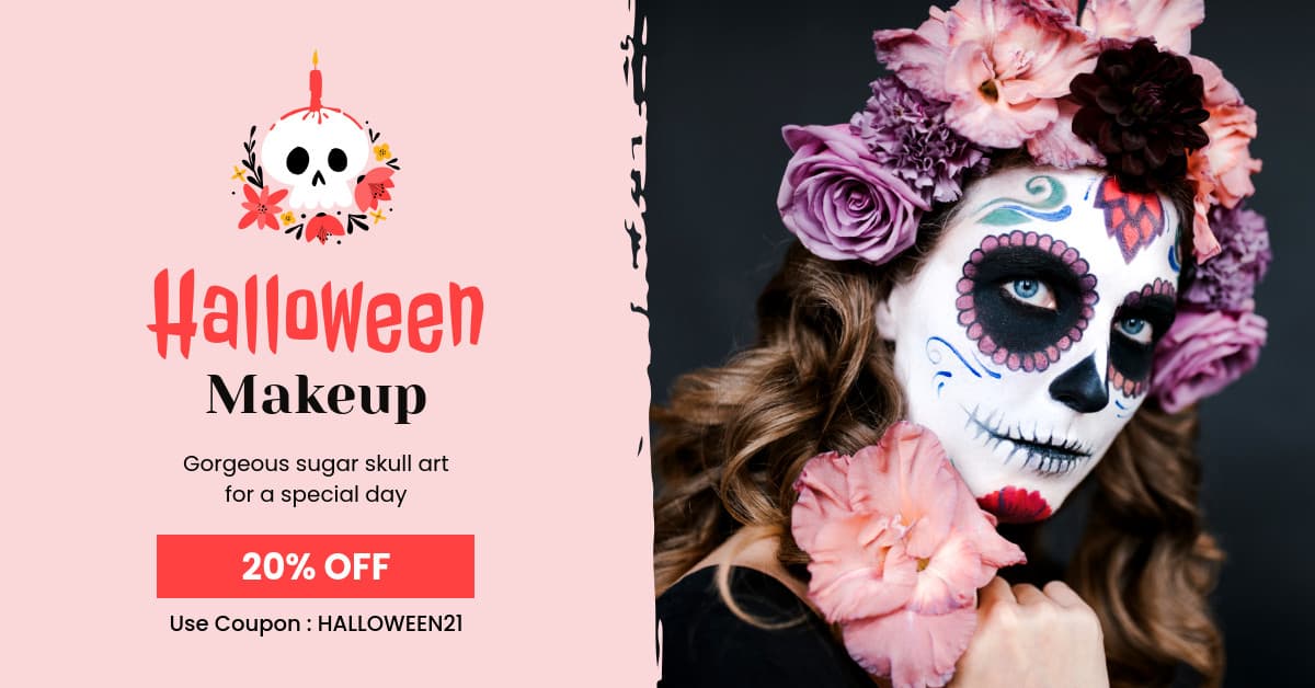 Sugar Skull Halloween Makeup Discount-1200x628px-FacebookSponsoredMessage