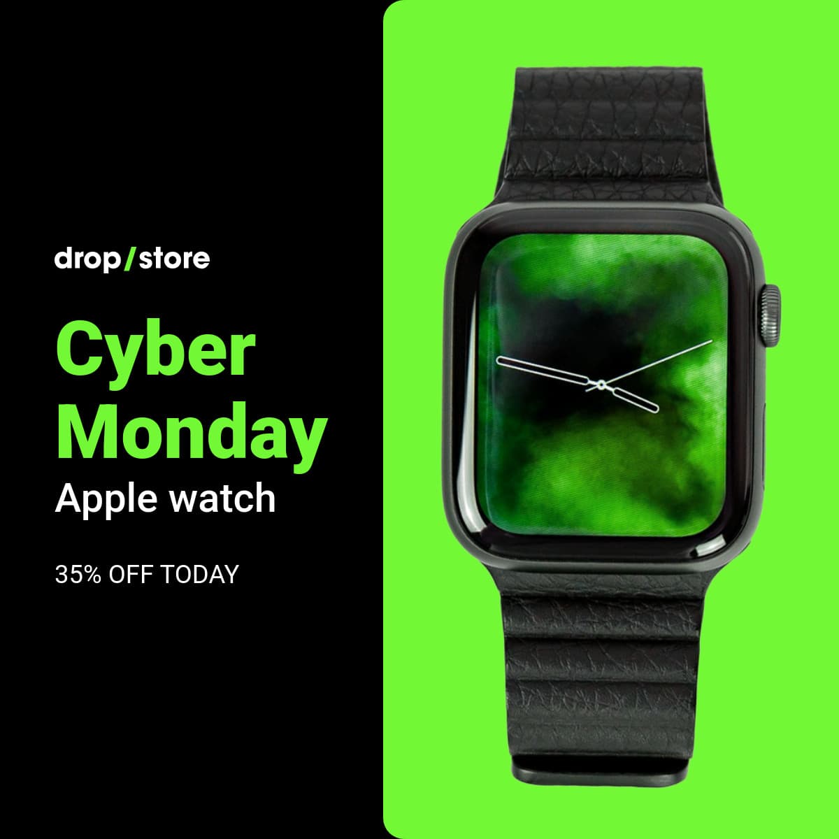 Cyber Monday Green Apple Watch Animated-1200x1200px-FacebookSquarePost