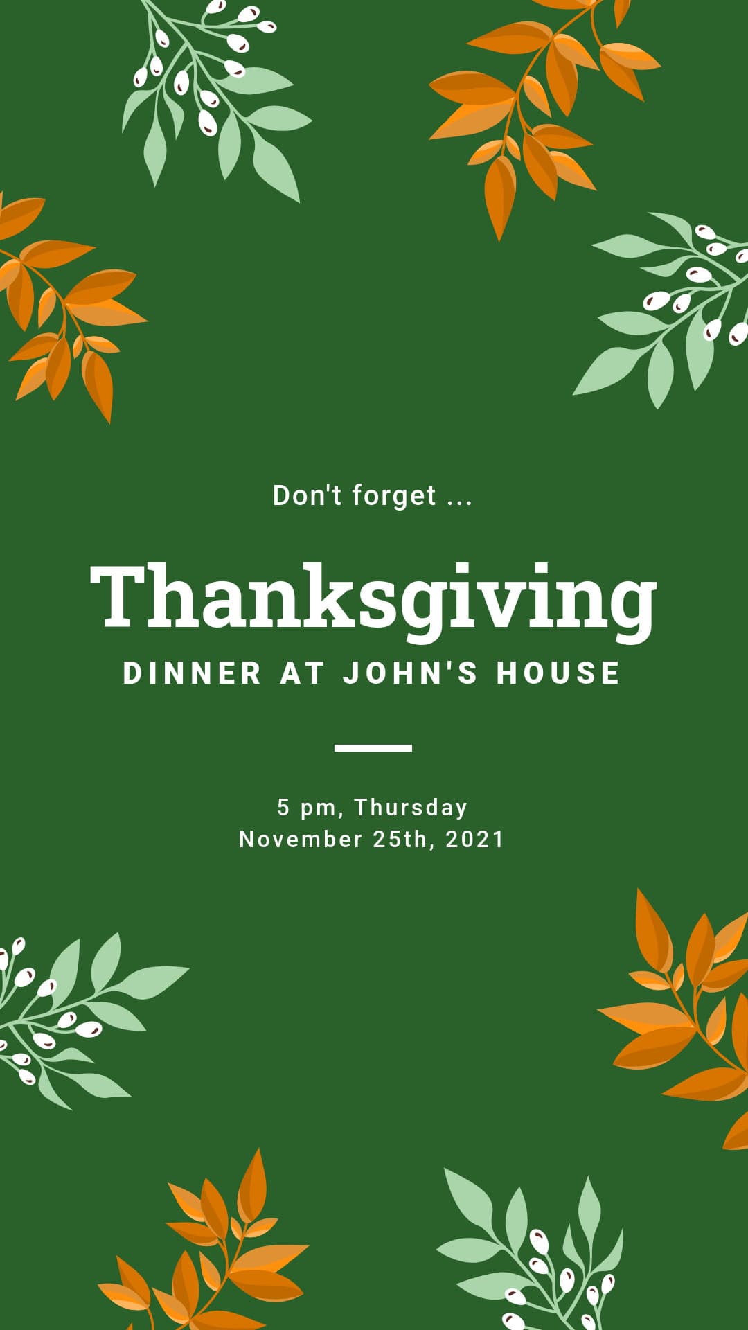 Don't Forget Thanksgiving Dinner-1080x1920px-Story