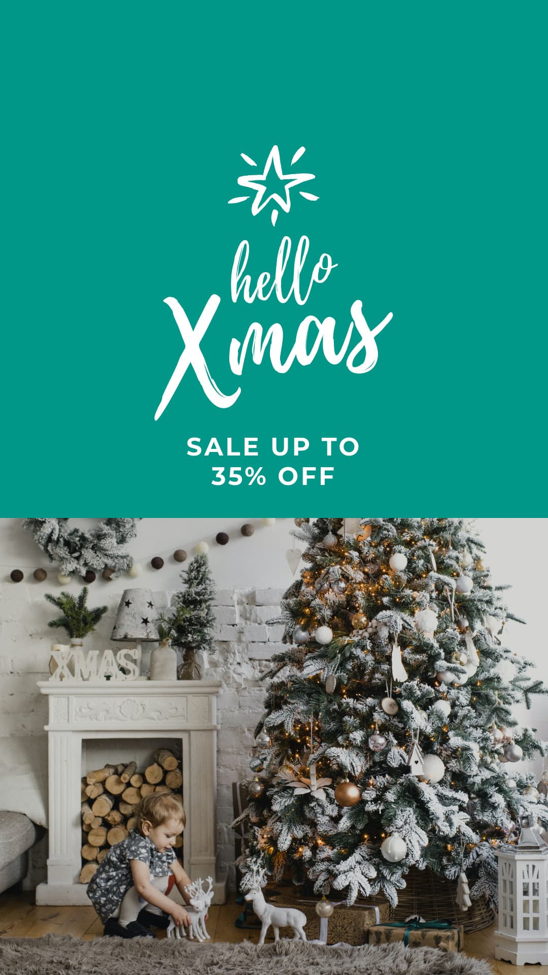 Hello Xmas Christmas Teal Sale Animated-1080x1920px-Story