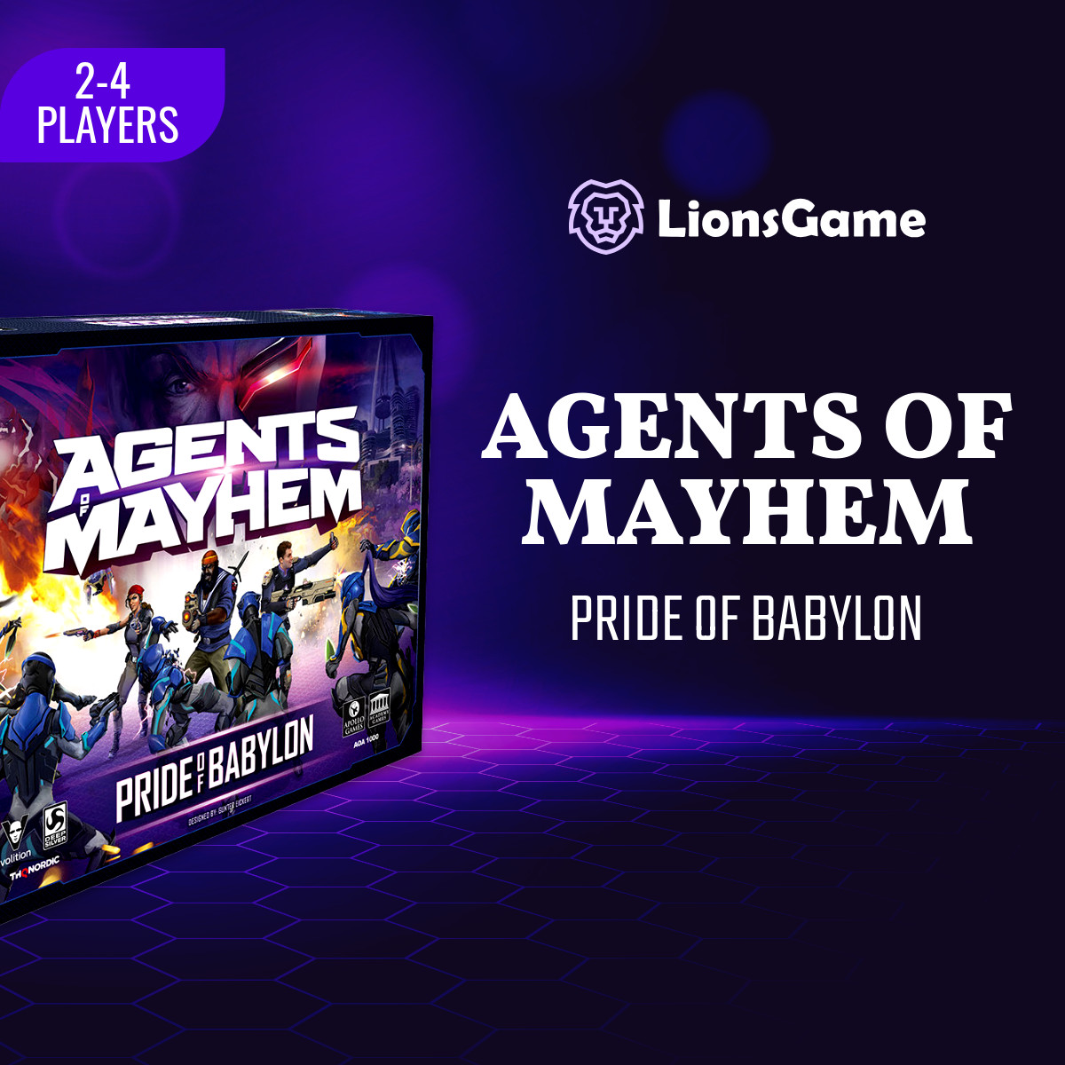 Purple Board Game Agents of Mayhem Animated-1200x1200px-FacebookSquarePost
