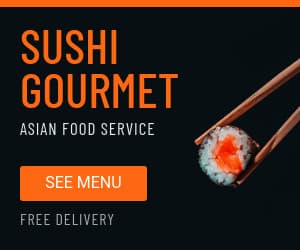 Sushi Gourmet Asian Food Service Animated-300x250px-MediumRectangle