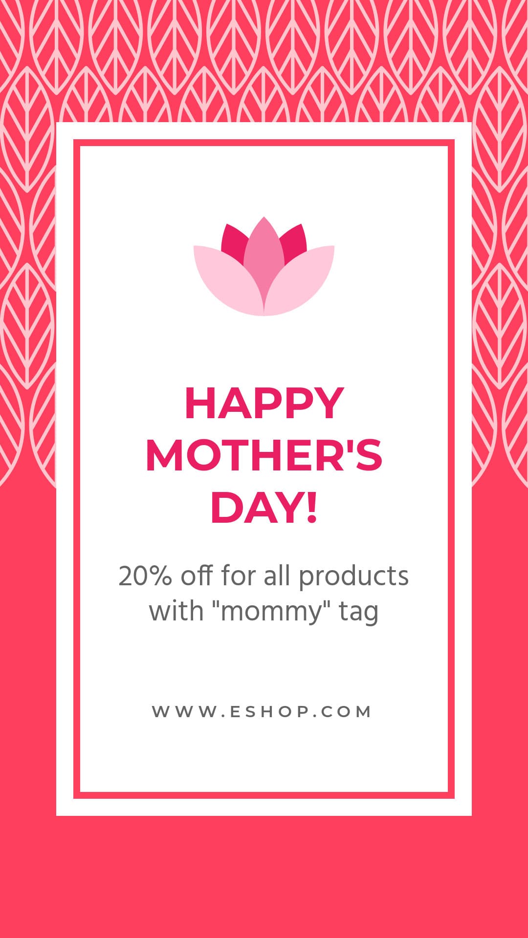Red Mother's Day Sale Leaf Pattern-1080x1920px-Story