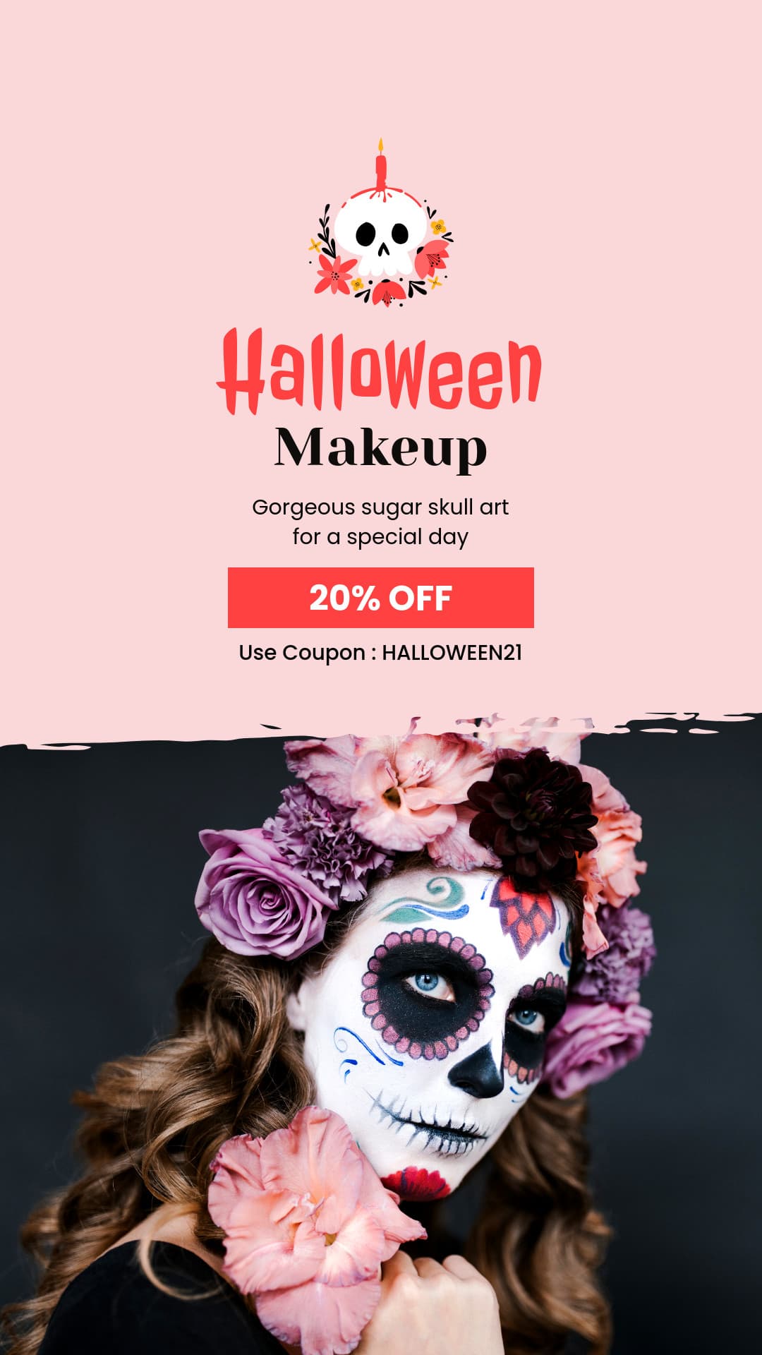 Sugar Skull Halloween Makeup Discount-1080x1920px-Story