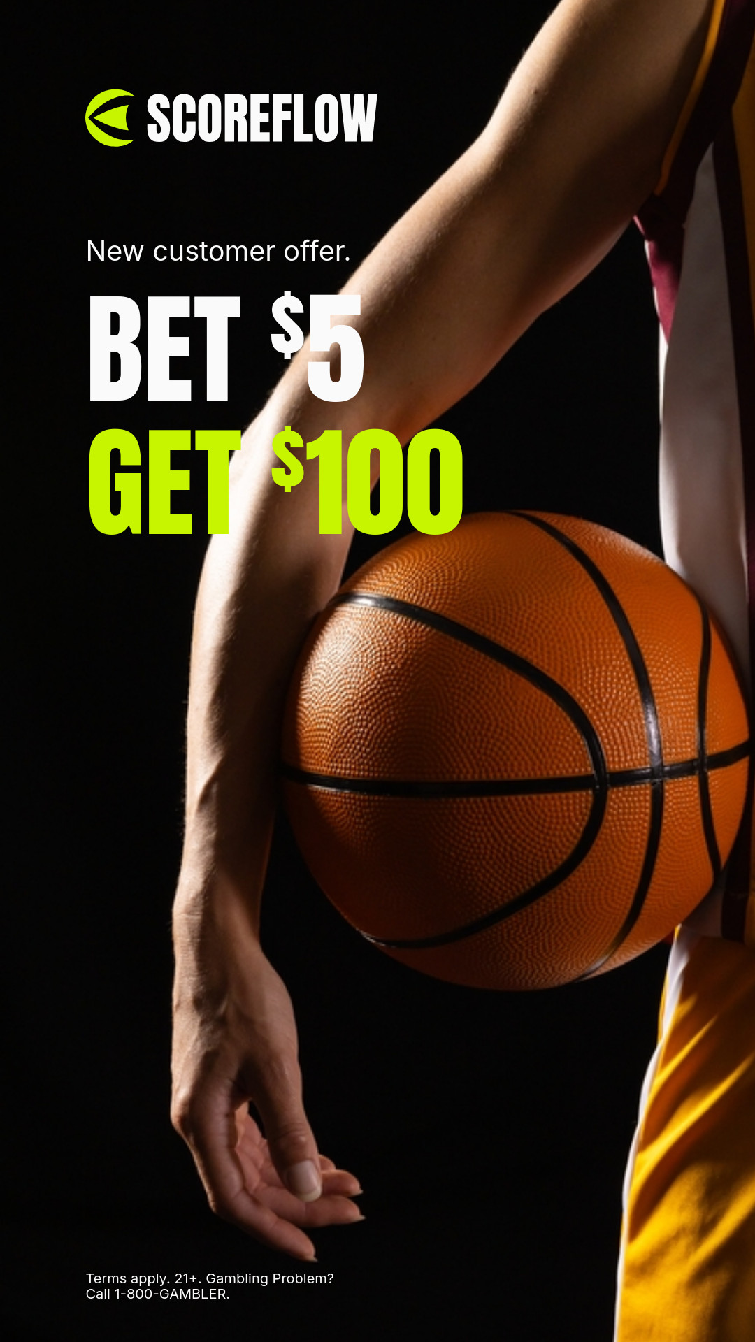 Bet Five Get Hundred Basketball Scoreflow Betting Animated-160x600px-WideSkyscraper-1080x1920px-Stor