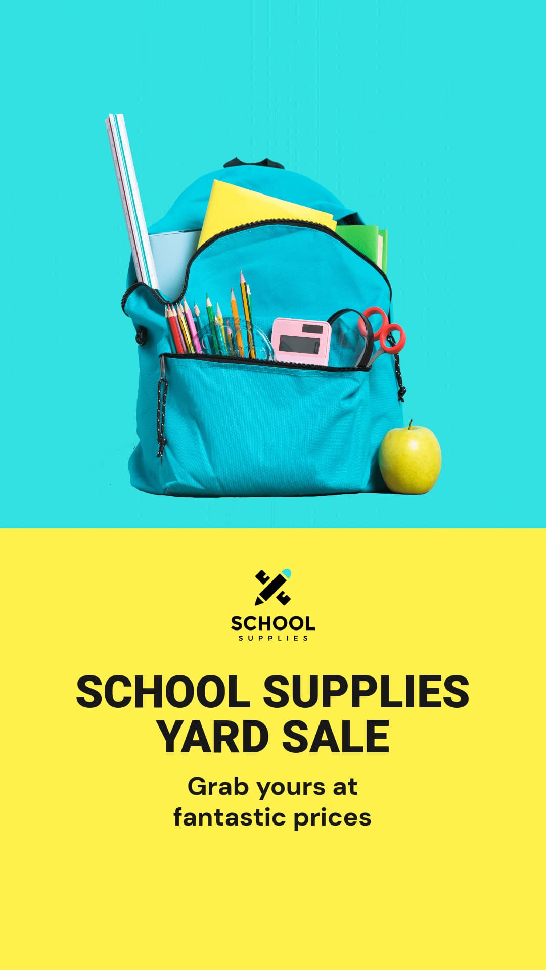 School Supplies Yard Sale Animated-1080x1920px-Story