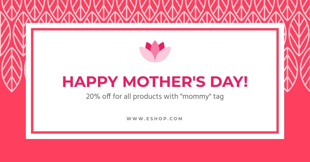 Red Mother's Day Sale Leaf Pattern-1200x628px-FacebookSponsoredMessage