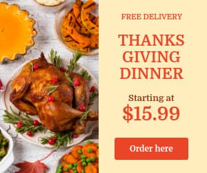 Thanksgiving Dinner Free Delivery Animated-300x250px-MediumRectangle