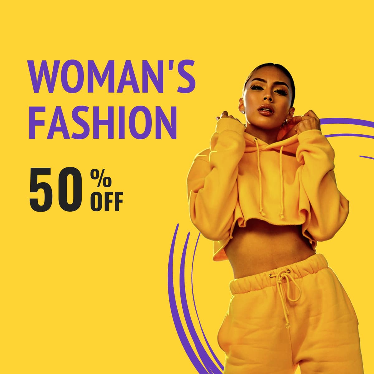 Yellow Purple Woman's Fashion Deal Animated-1200x1200px-FacebookSquarePost
