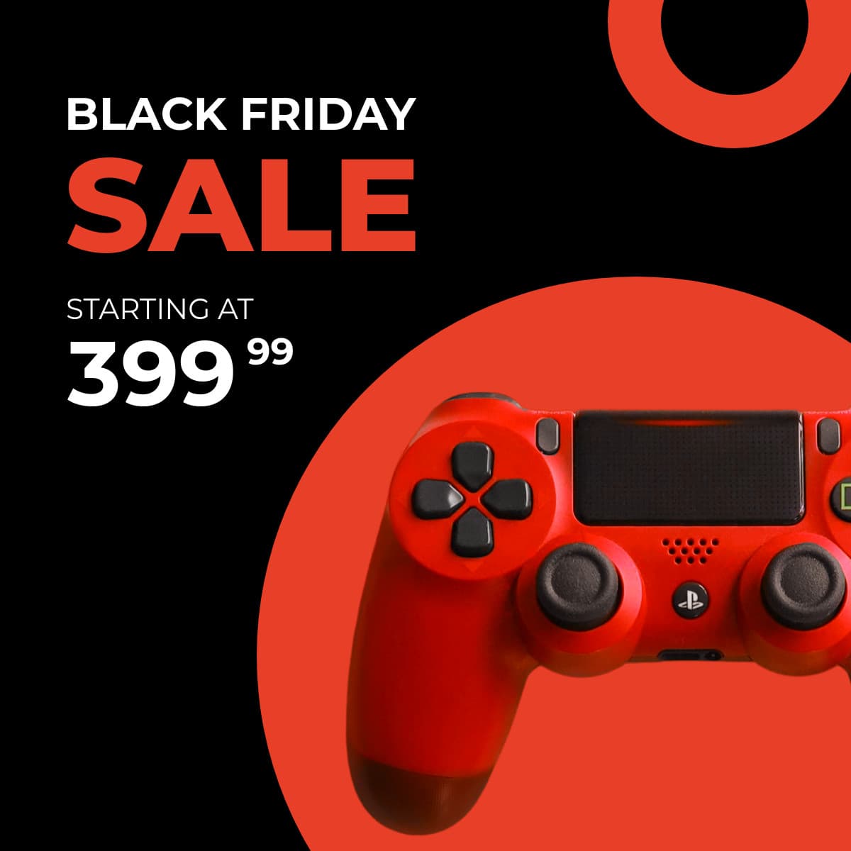 Black Friday Red PS4 PRO Controller-1200x1200px-FacebookSquarePost
