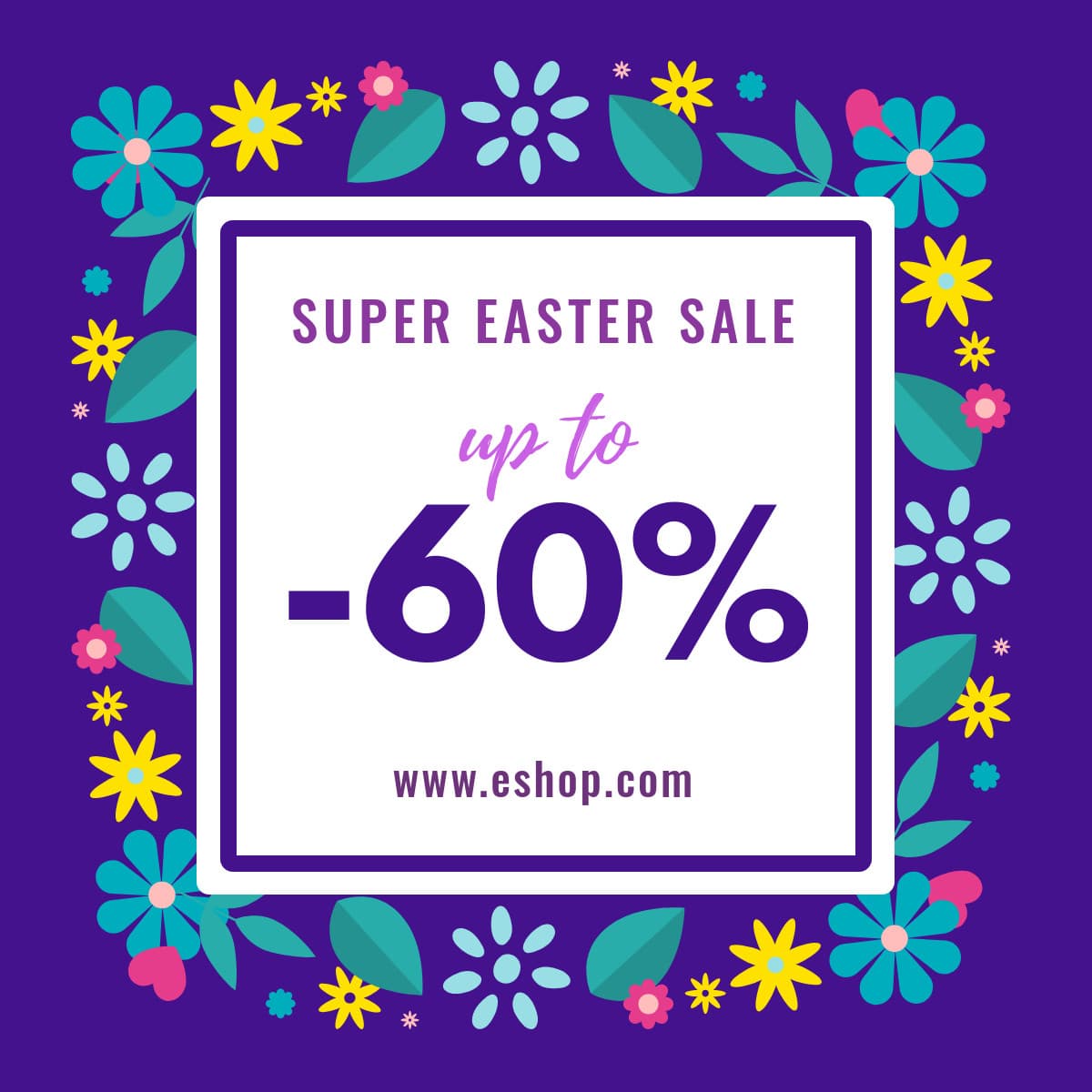 Super Easter Sale Cute Flower Illustration-1200x1200px-FacebookSquarePost