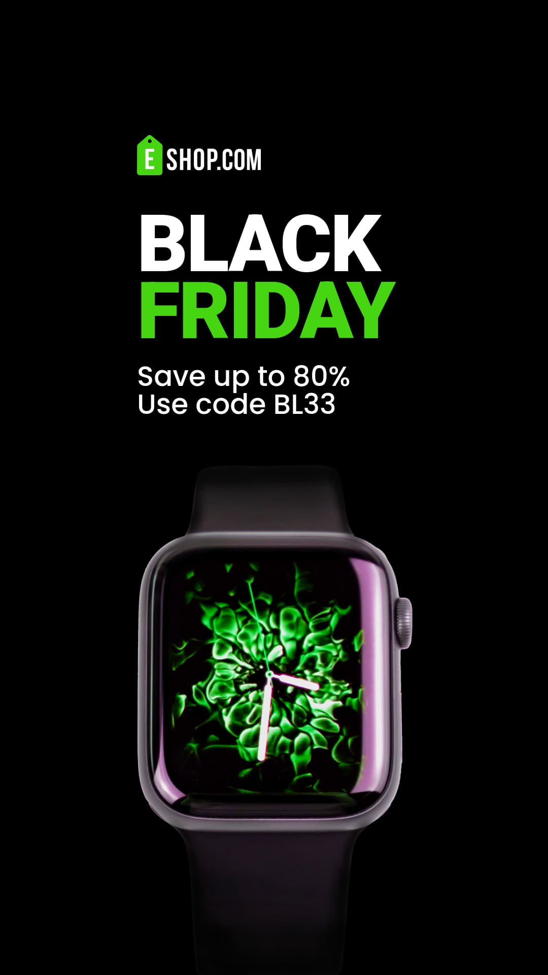 Black Friday Green Smartwatch Animated-1080x1920px-Story