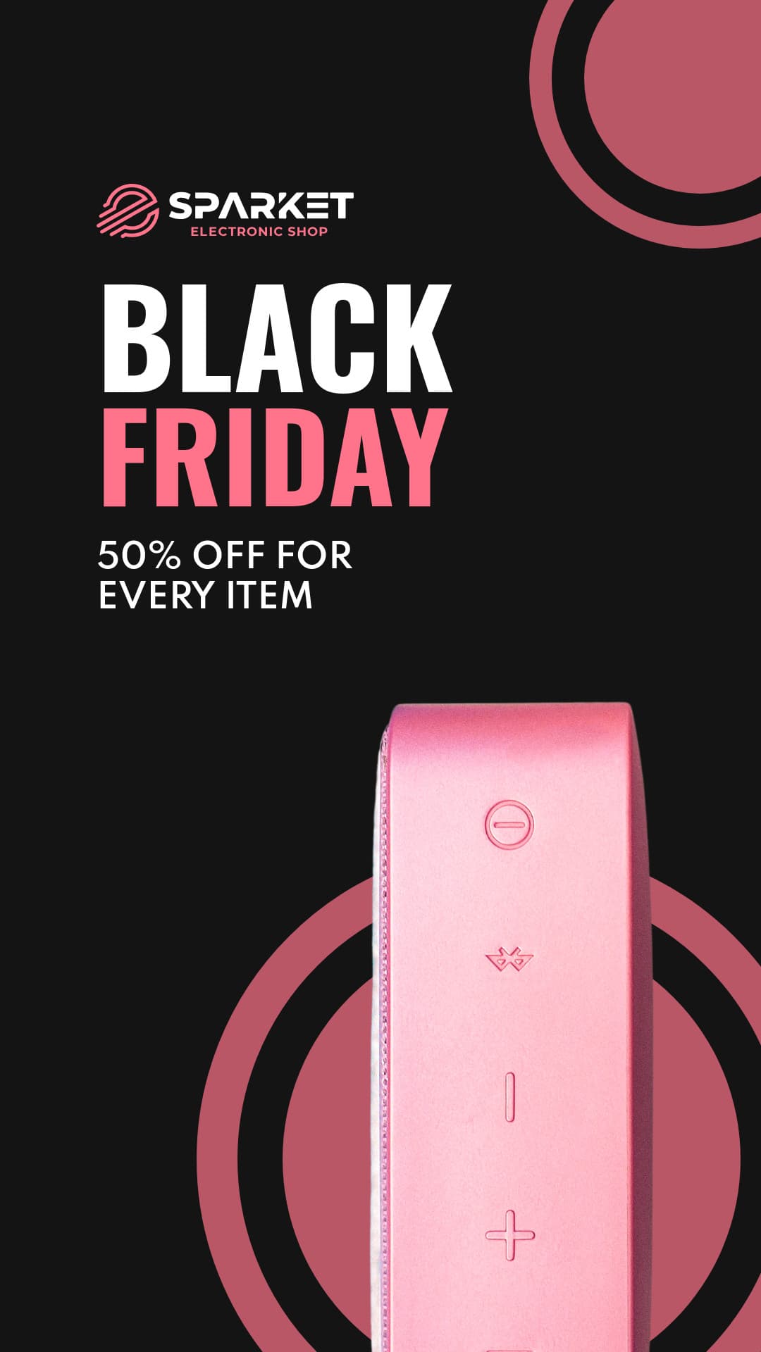 Black Friday Pink Portable Speaker Animated-1080x1920px-Story