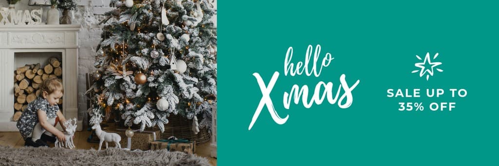 Hello Xmas Christmas Teal Sale X Header