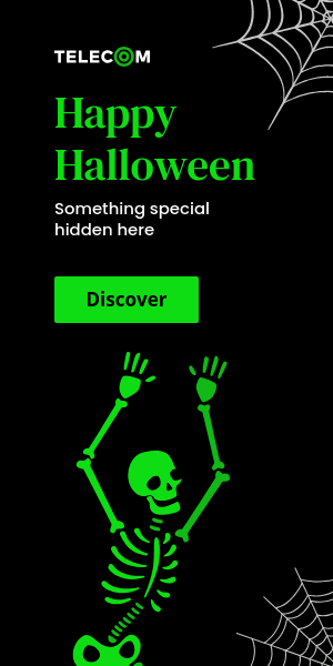 Happy Special Halloween with Green Skeleton Half Page