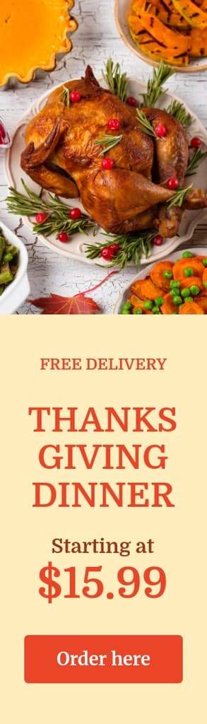 Thanksgiving Dinner Free Delivery Portrait