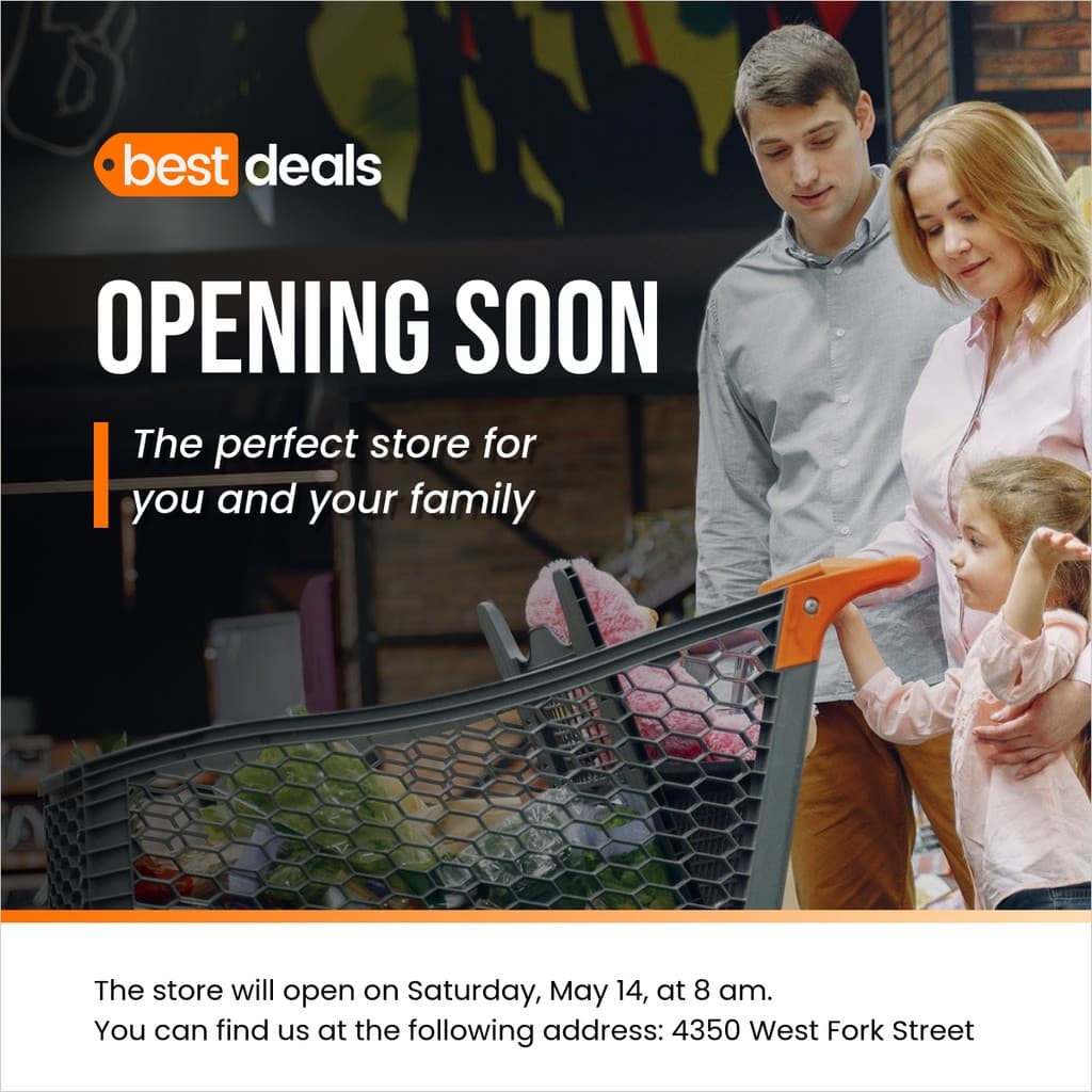 Best Deals Shop Opening Soon Facebook Square Post