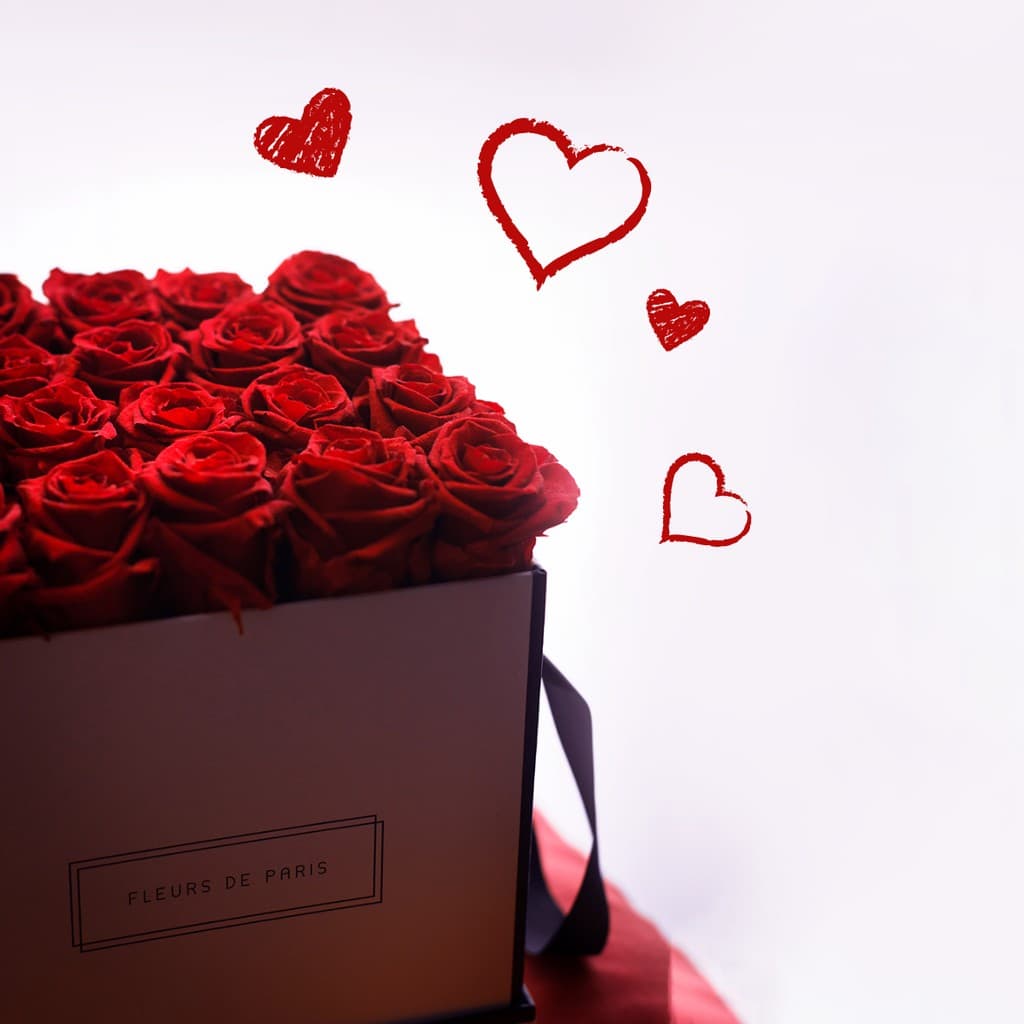 Red Roses Box Valentine's Day Responsive Square Responsive Square Art