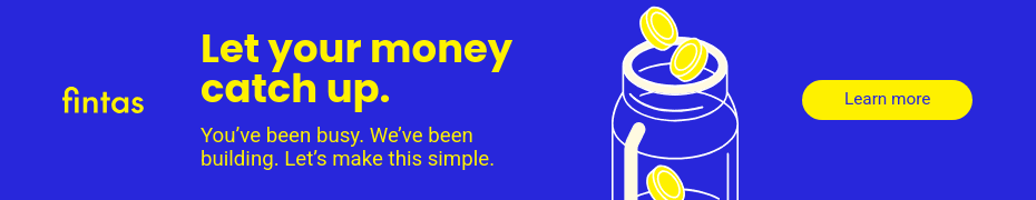 Let Your Money Catch Up Fintas Finance Animated Top Banner