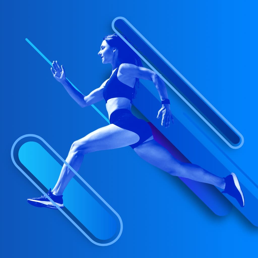 Blue Long Run Sport Responsive Square Responsive Square Art