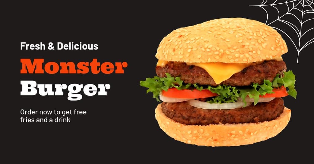 Halloween Monster Burger Sale Facebook Sponsored Message