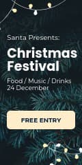 Santa Presents Christmas Festival Vertical Banner