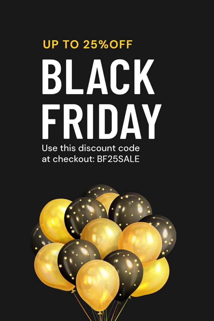 Gold Balloon Black Friday Discount Pinterest Pin Tall