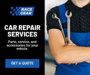 Car Repair Service Race Gear Inline Rectangle