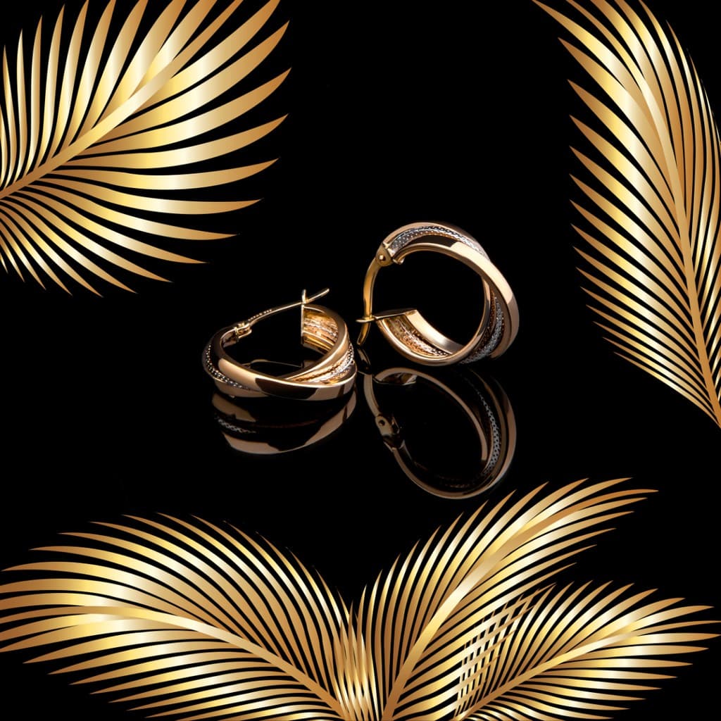 Gold Leaves Earrings Jewelry Responsive Square Responsive Square Art