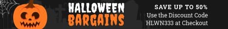 Halloween Bargains Cemetery Pumpkin Main Banner