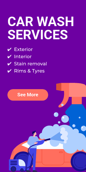 Full Car Wash Service Package Animated Half Page