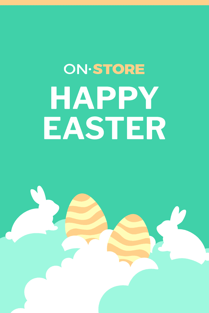 Happy Easter Bunny in Clouds Pinterest Pin Tall