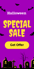 Purple Yellow Halloween Special Sale Vertical Banner