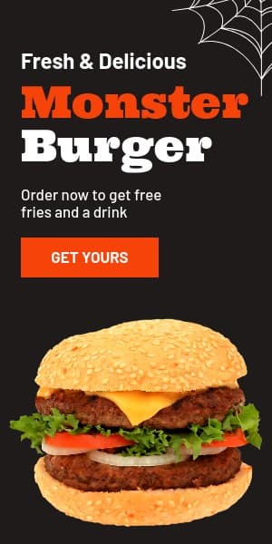 Halloween Monster Burger Sale Half Page