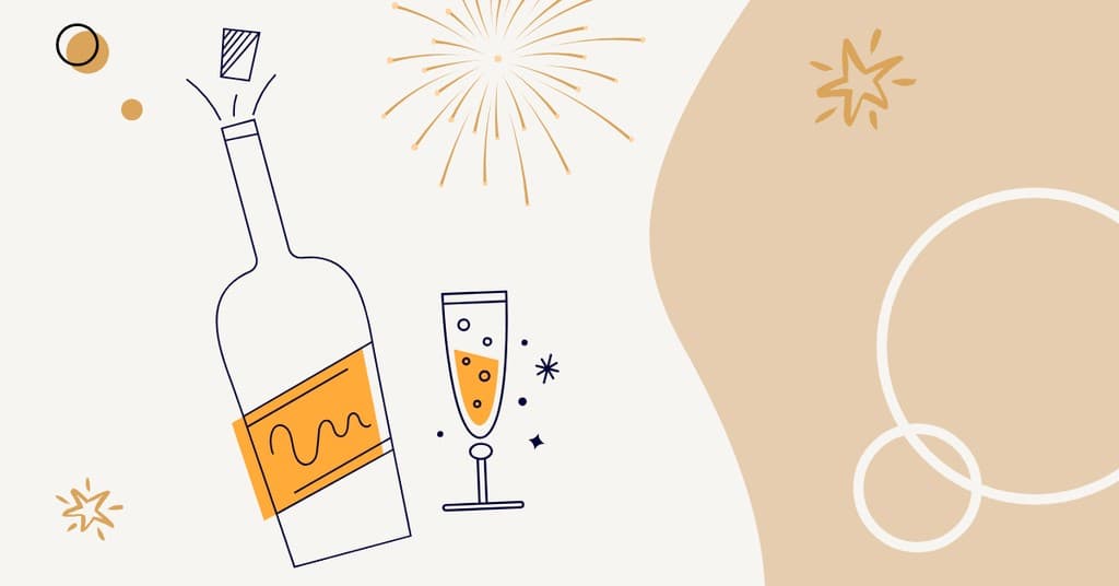 Playful Champagne Illustration New Year Responsive Landscape Responsive Landscape Art