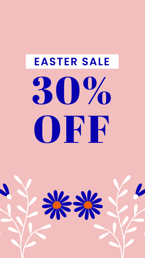 Easter Sale Blue Flower Illustration Story