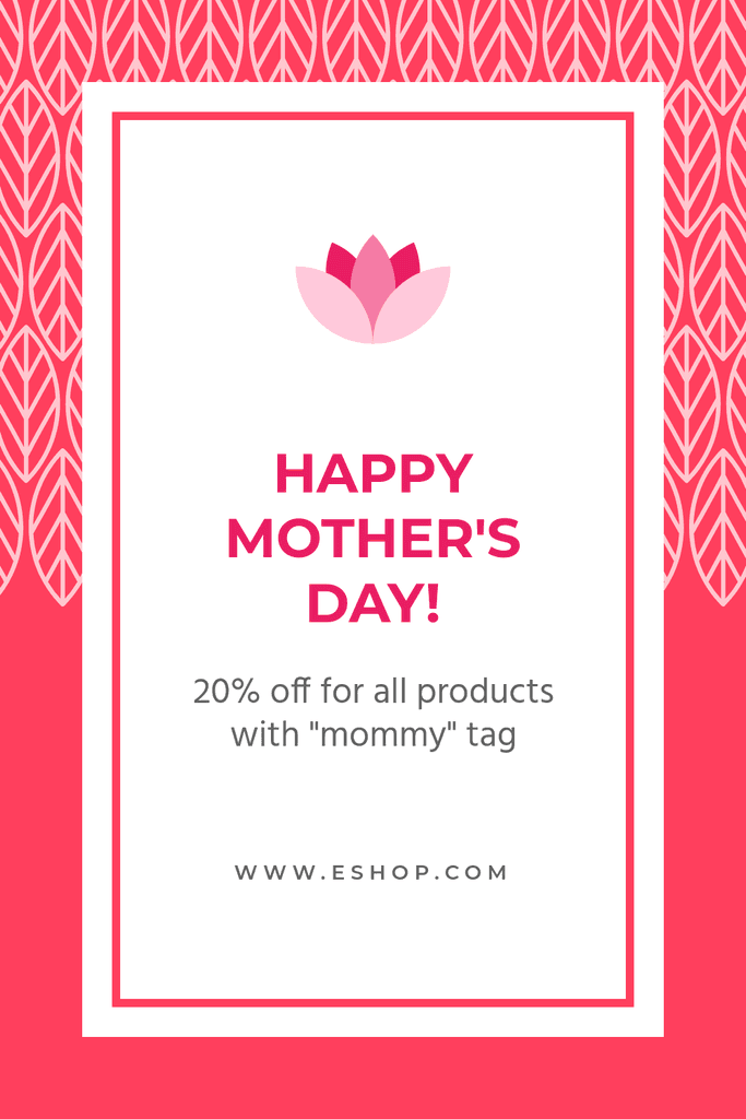 Red Mother's Day Sale Leaf Pattern