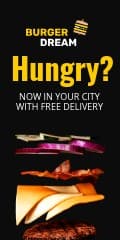 Free Burger Delivery in Your City Vertical Banner