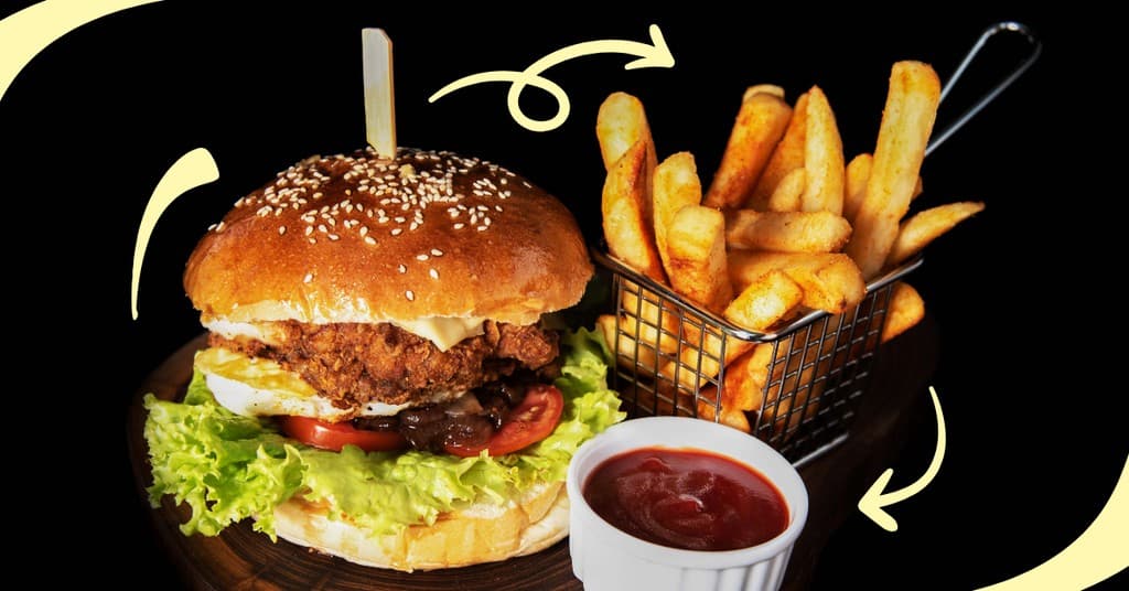 Burger Fries and Ketchup Restaurant Responsive Landscape Responsive Landscape Art