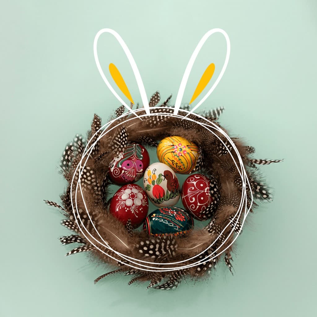 Feathers Egg Wreath Easter Responsive Square Responsive Square Art