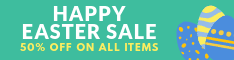 Happy Easter Sale Colored Eggs Half Banner