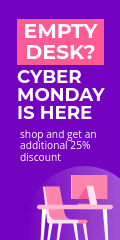 Cyber Monday Empty Desk Discount Vertical Banner