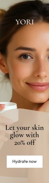 Let Your Skin Glow Yori Beauty Products Animated Wide Skyscraper