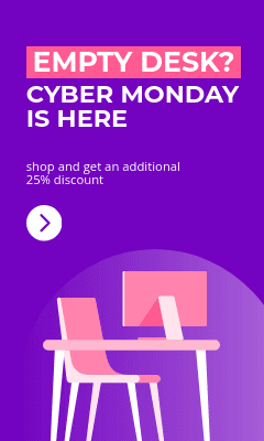 Cyber Monday Empty Desk Discount Vertical Rectangle