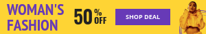 Yellow Purple Woman's Fashion Deal Mobile Banner
